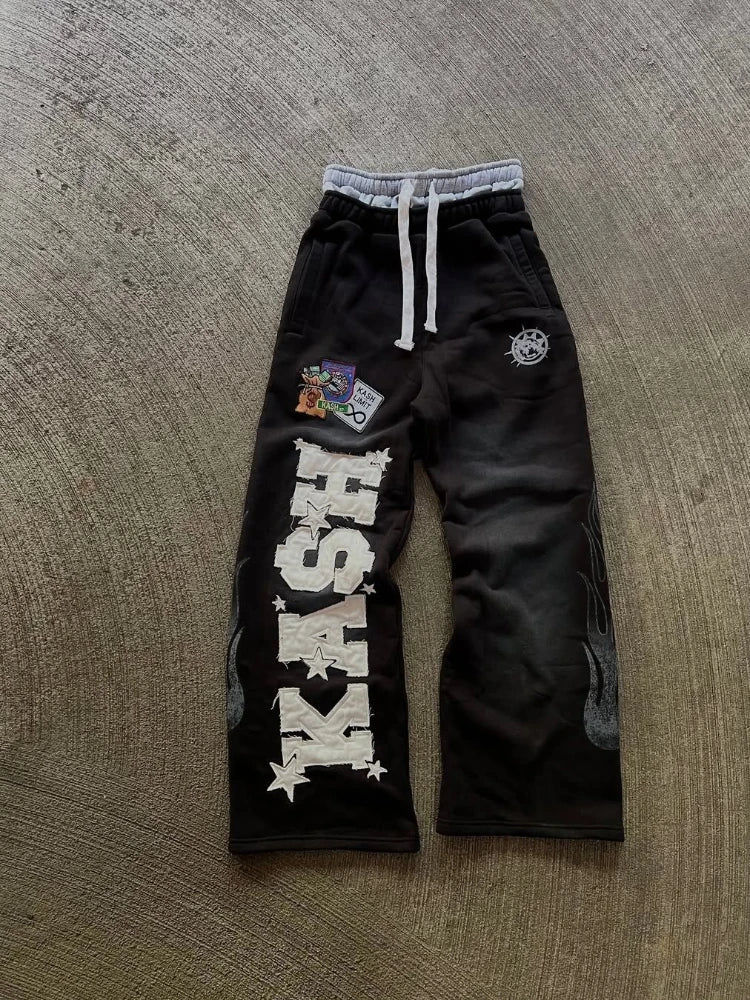 Unisex Embroidered Casual Pants