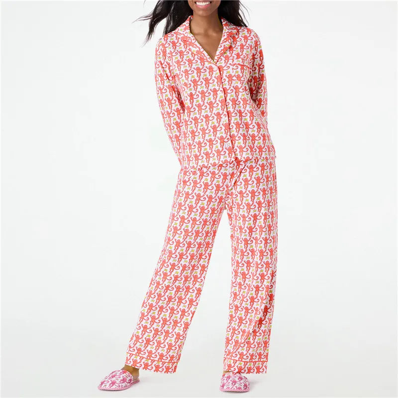 Monkey Print Pajama Set