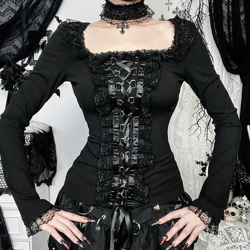 Women's Gothic Lace Long Sleeve Top