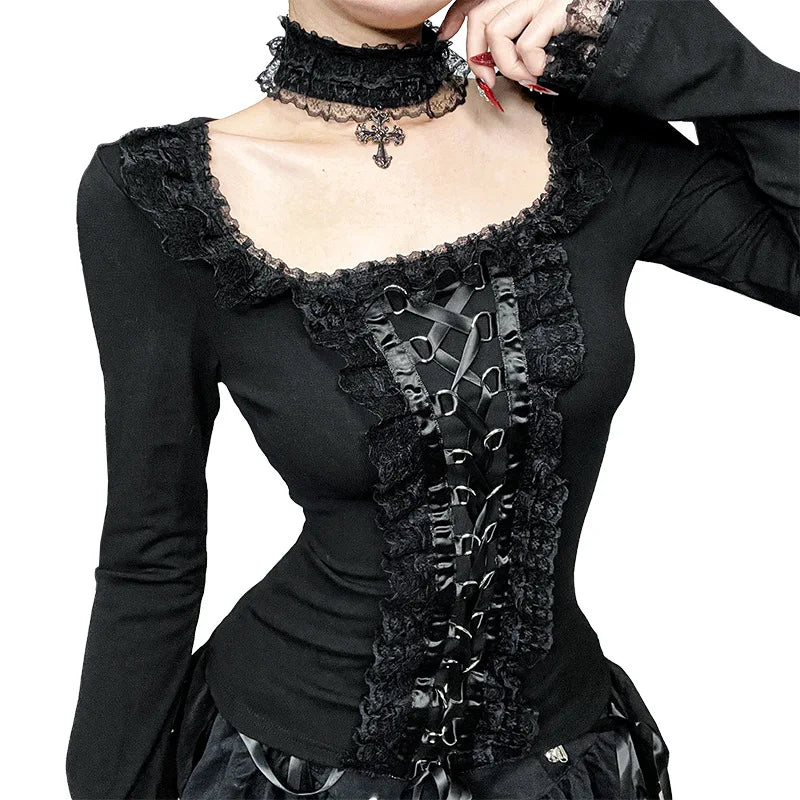 Women's Gothic Lace Long Sleeve Top