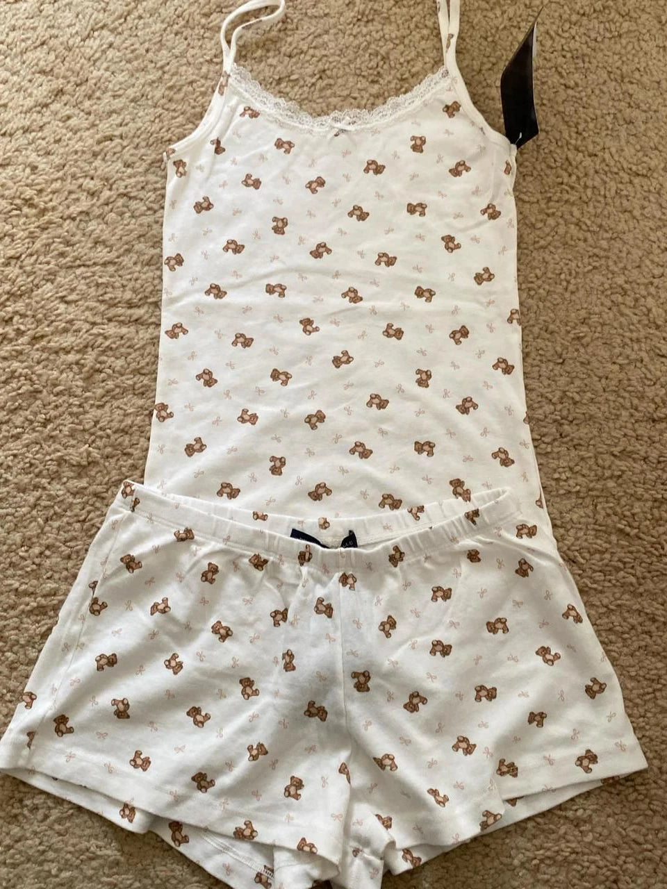 Strawberry Vest Shorts 2 Pieces Set Woman Eyelet Bow Slim Tank Top with Elastic Waist Patchwork Straight Short Pant Sweet Sets