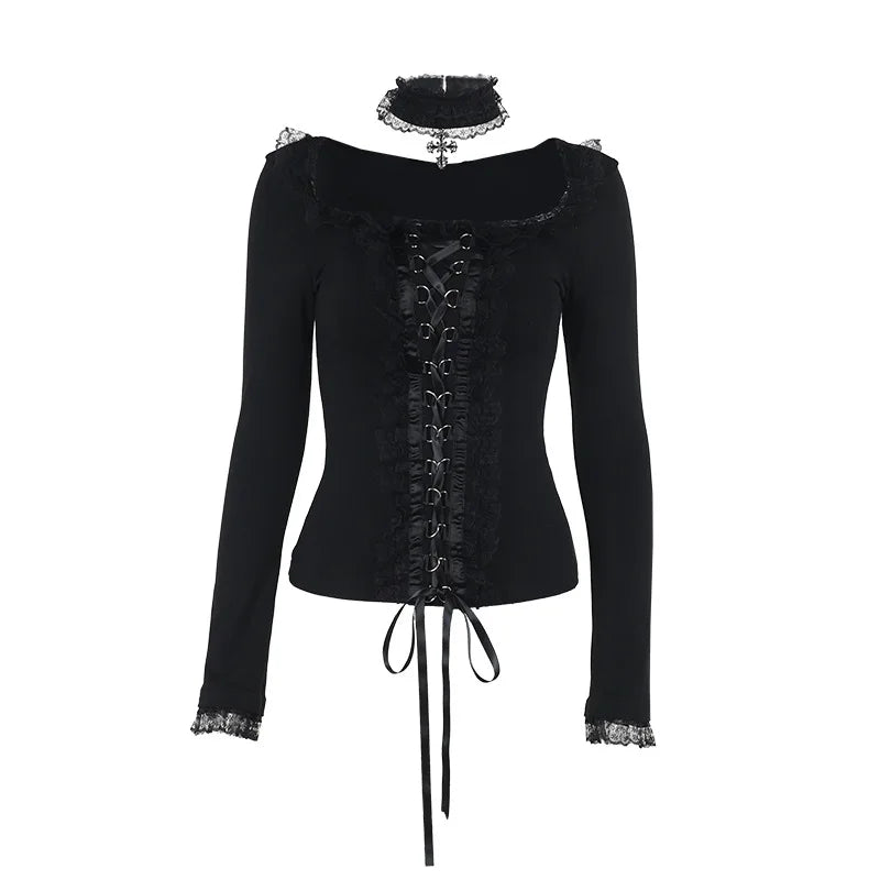 Women's Gothic Lace Long Sleeve Top