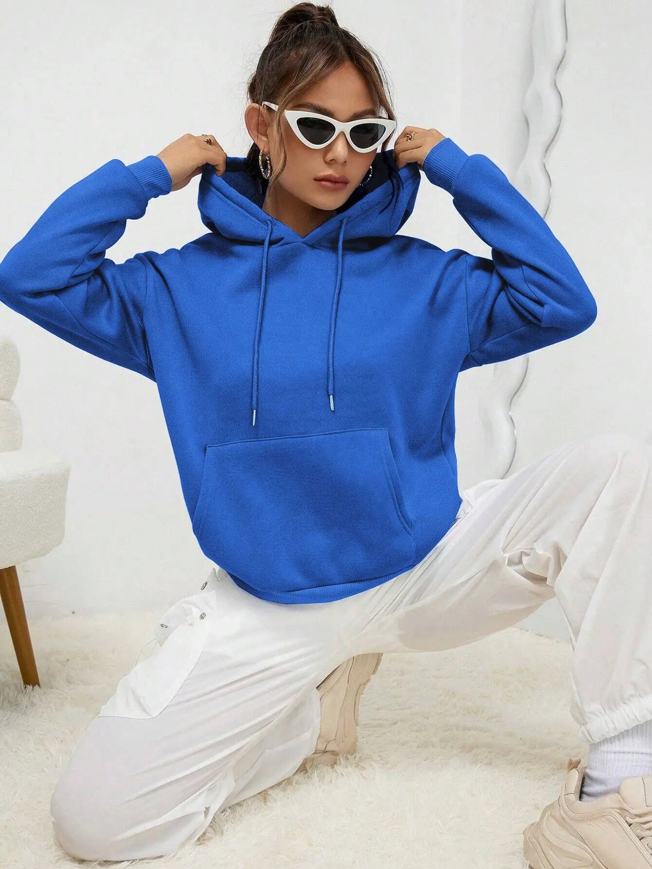 Solid Color Hoody For Female Autumn Fashionable Clothing Casual Fleece Pocket Hoodies Multicolor Unisex Women Streetwear