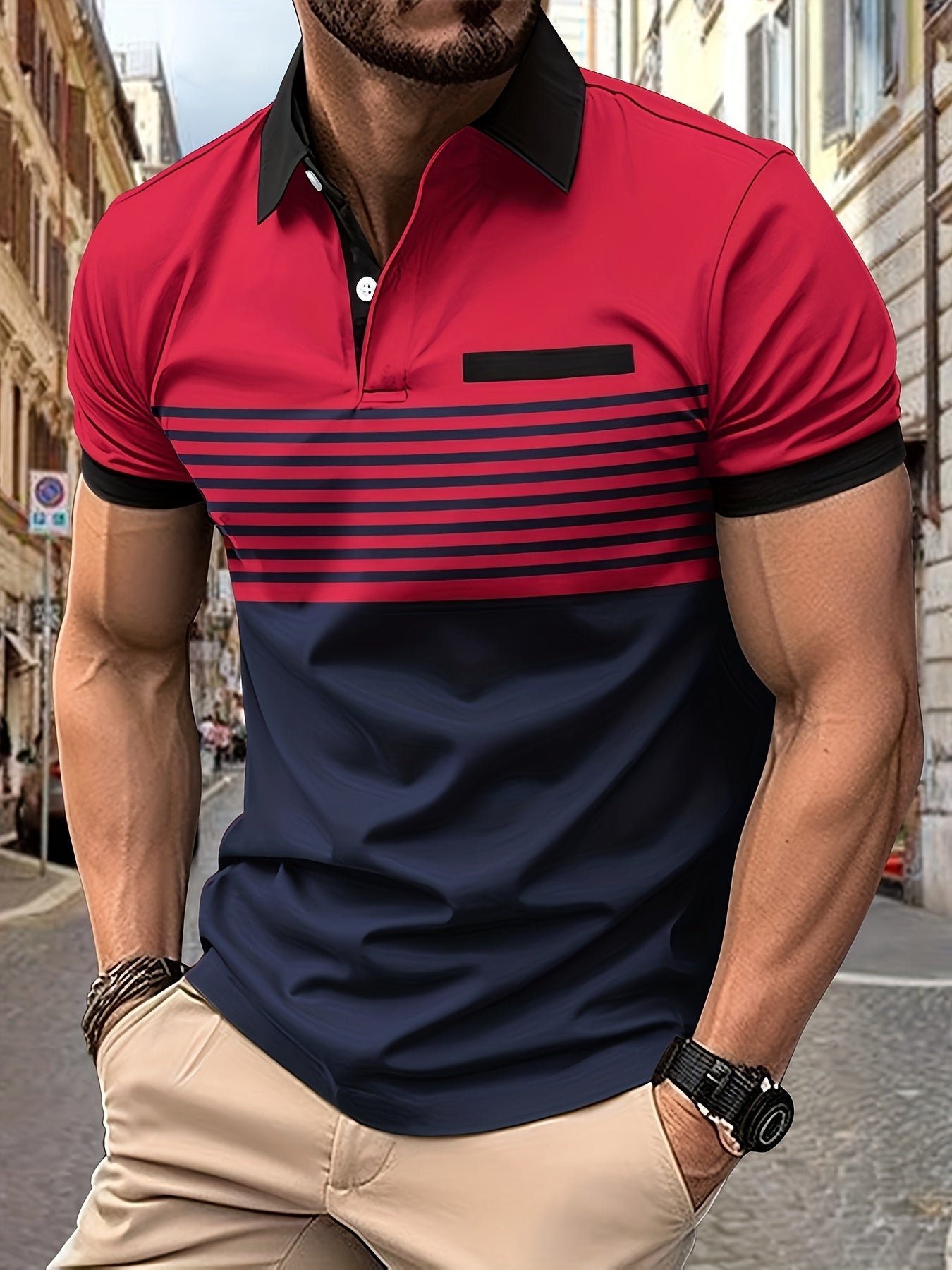 Men's Striped Golf Polo