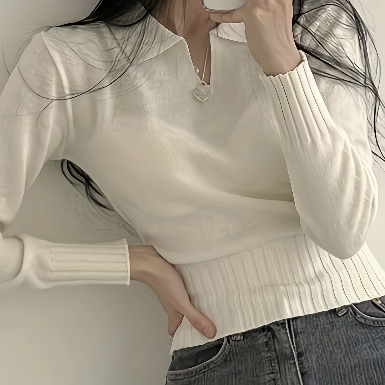 V-Neck Polo Sweater